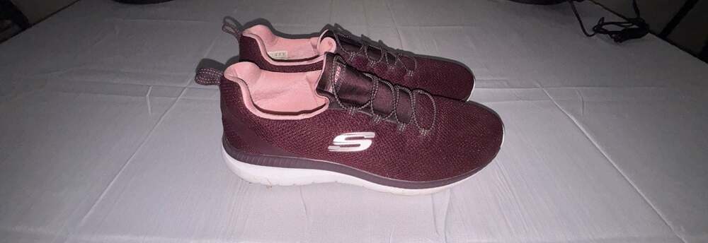 Skechers Women's Summits Memory Foam Bungee Slip-On Sneakers Burgundy